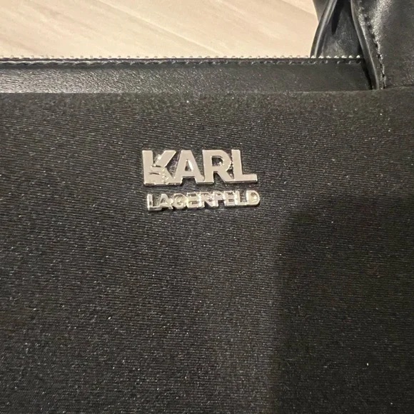 New Karl Lagerfeld Ikonik Laptop Case Briefcase Black - Picture 4 of 13